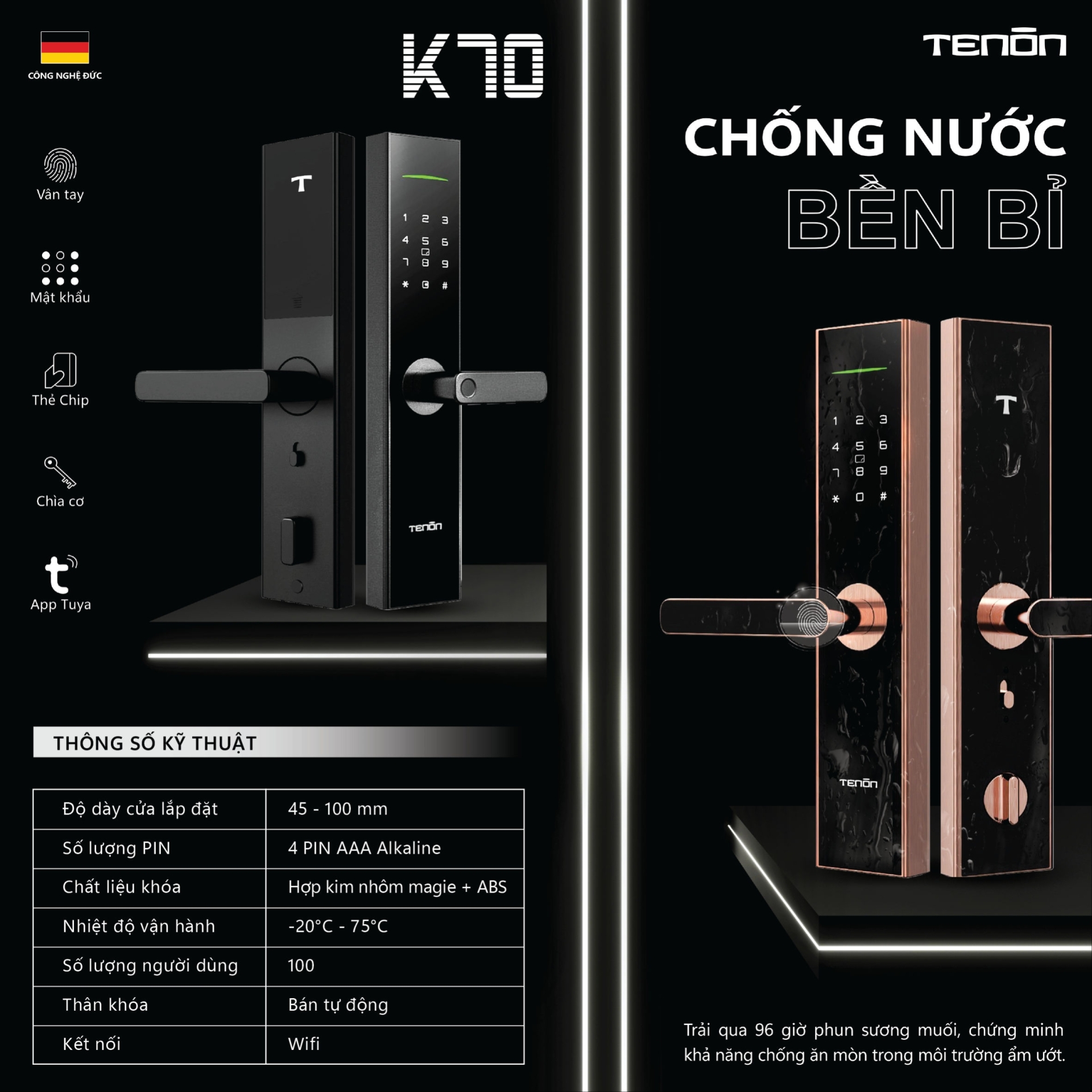 Khóa vân tay Tenon K70- Khóa Thông Minh_2